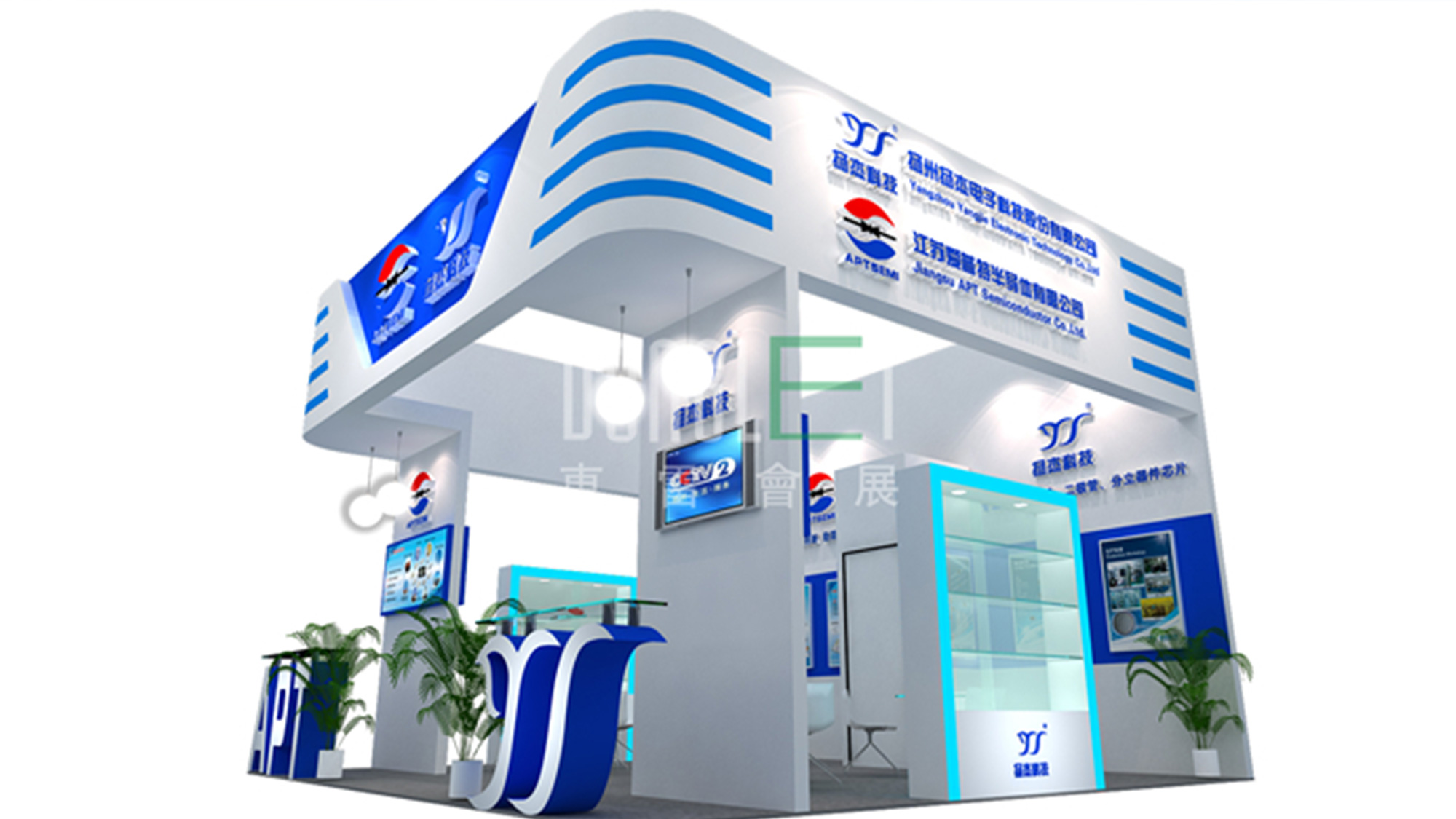 揚傑電(diàn)子(zǐ)logo設計(jì)展廳效果/