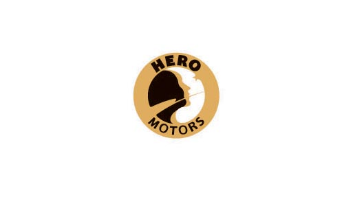 HERO MOTORS 英文(wén)LOGO設計(jì)用(yòng)圓形中的(de)臉形輪廊創意