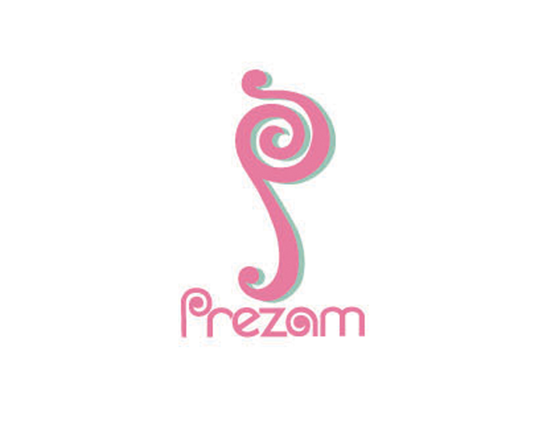 P字母變形設計(jì)為(wèi)音(yīn)符的(de)創意，配合Prezom品牌名稱。