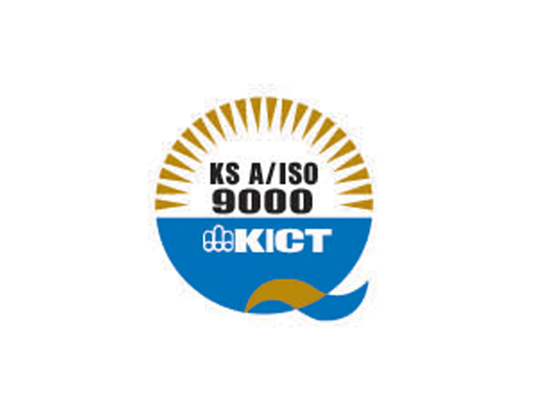 KICT9000質量管理(lǐ)體(tǐ)系認證LOGO采用(yòng)藍(lán)色與金(jīn)色光(guāng)芒的(de)創意